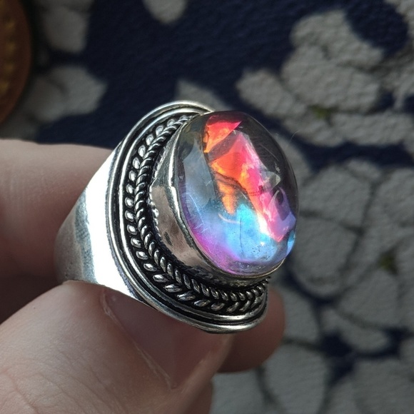 VTG 925 silver Rainbow Ring - Picture 1 of 8